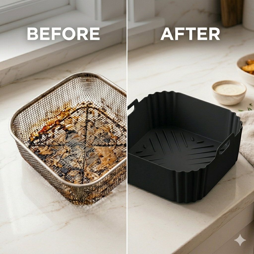 22.5cm Silicone Air Fryer Liners Reusable Non-Stick Basket for Ninja AF181 AF180 AF141 AF140 Other 5-8QT Air Fryer Accessories