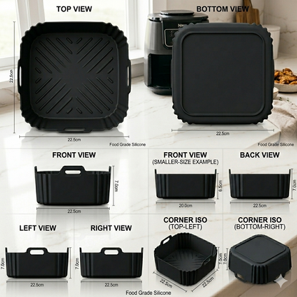 22.5cm Silicone Air Fryer Liners Reusable Non-Stick Basket for Ninja AF181 AF180 AF141 AF140 Other 5-8QT Air Fryer Accessories